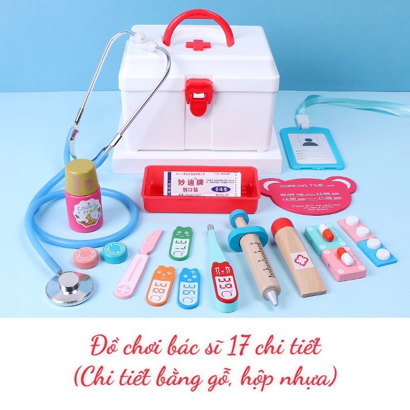 Đồ chơi bác sĩ bằng gỗ hộp nhựa