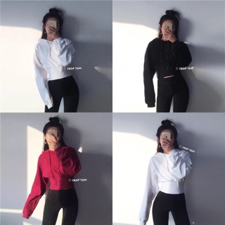 [TOP 1] Croptop Hoodie mũ bo gấu bản to dáng tay dài thể thao - by SugarG