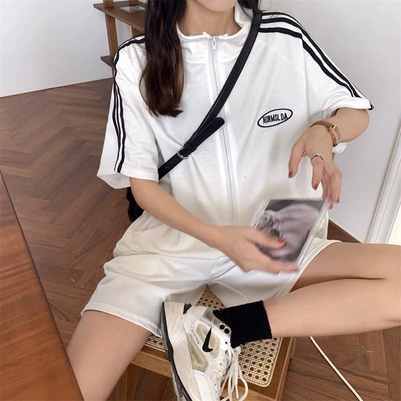 Bộ Thể Thao Cổ Trụ Nam Nữ Kéo Khóa Siêu Hot Mùa Hè 2022