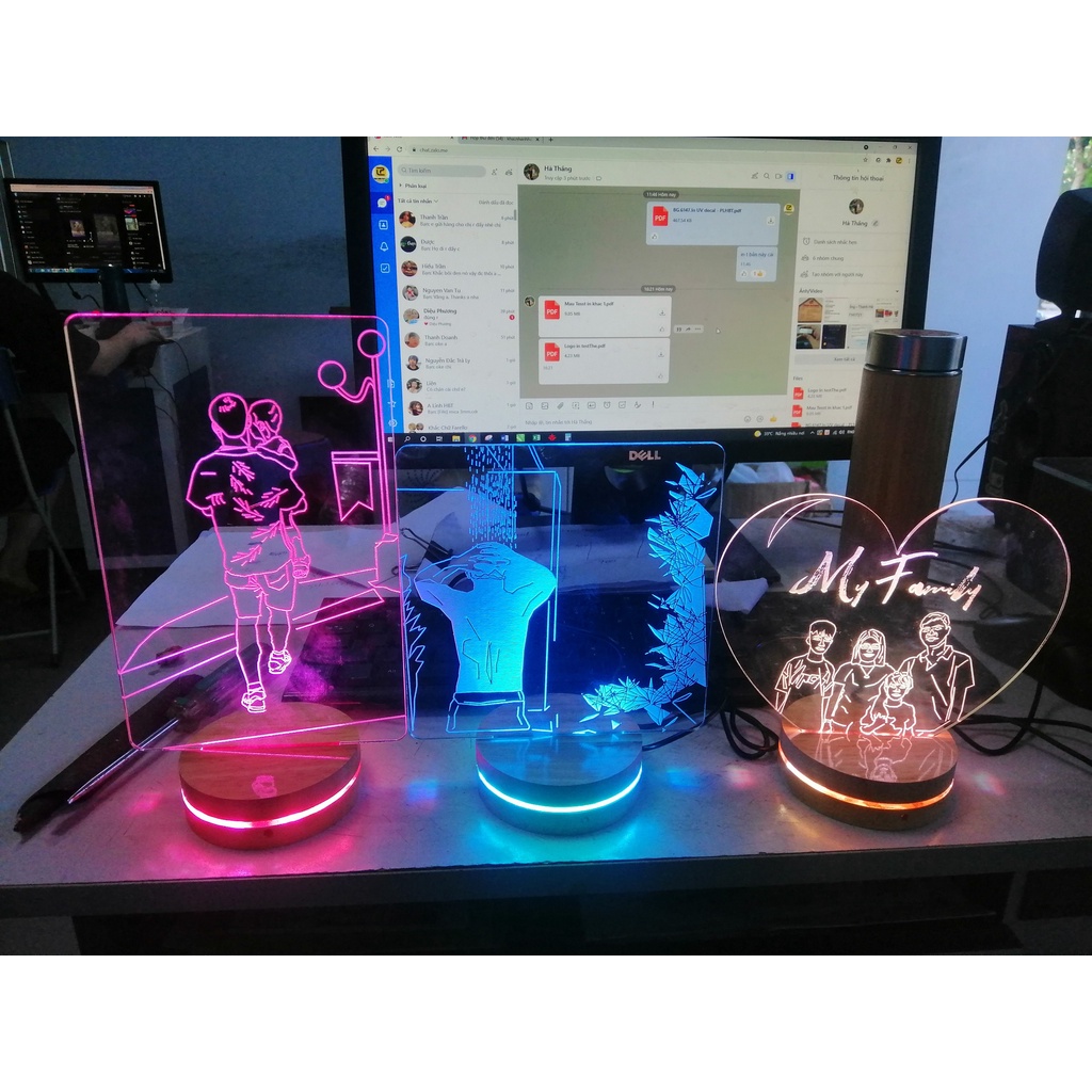 Đèn Ngủ Mica Led 3D - Nhiều Màu - Khắc Cắt Theo Ý Khách Hàng