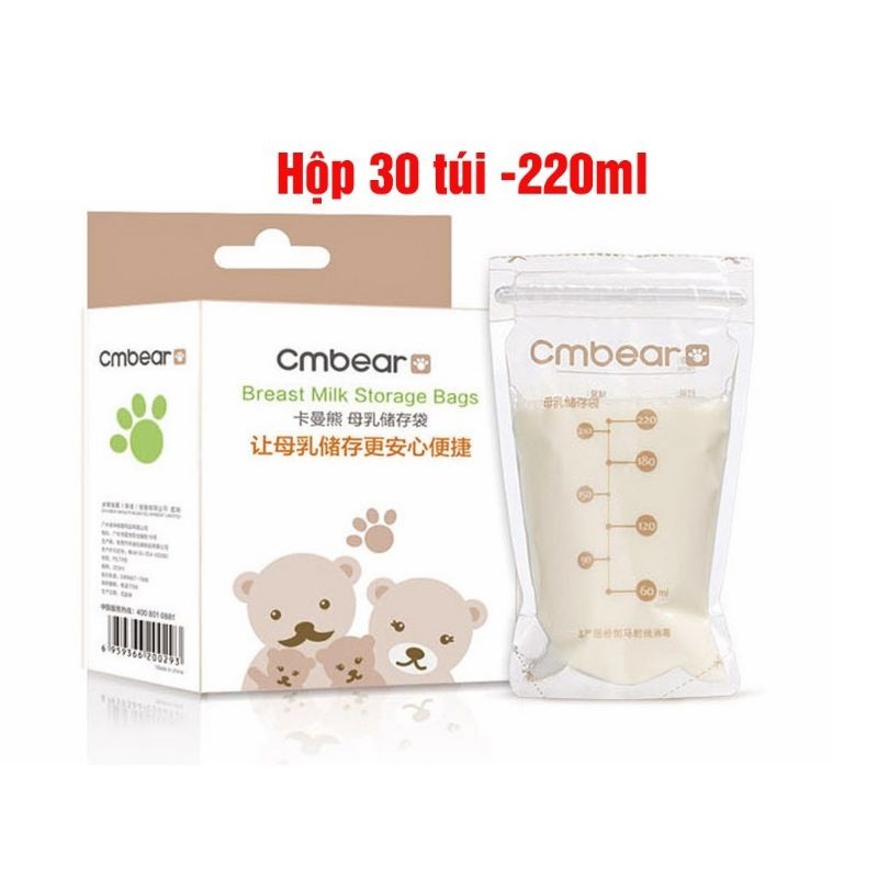 Hộp 30 túi trữ sữa CM Bear 220ml Chống Rỉ tốt