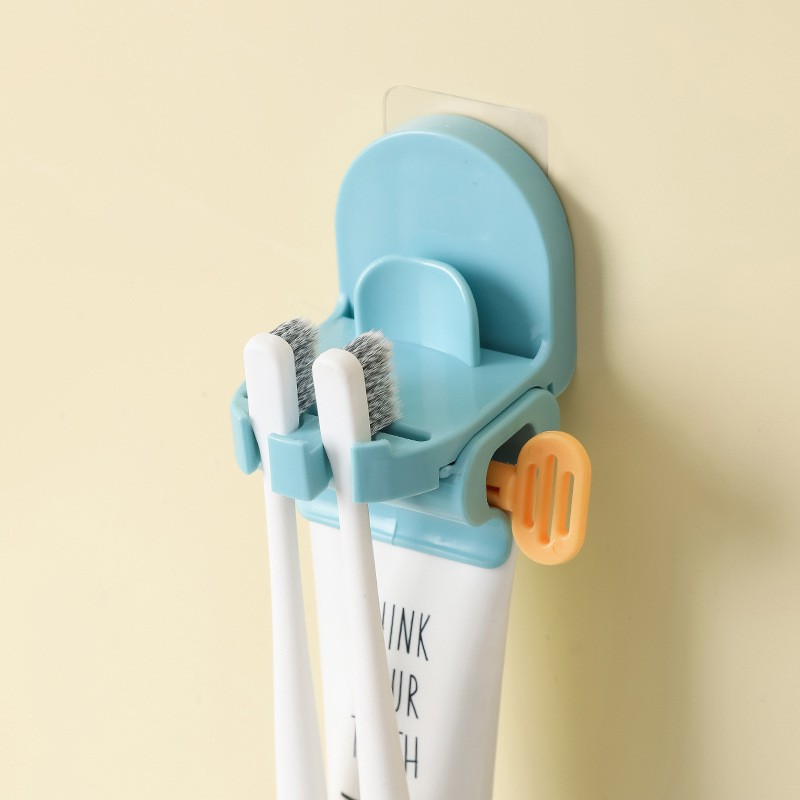 Dụng cụ nặn kem đánh răng dán tường có giá kẹp bàn chải đa năng (NKDT03)