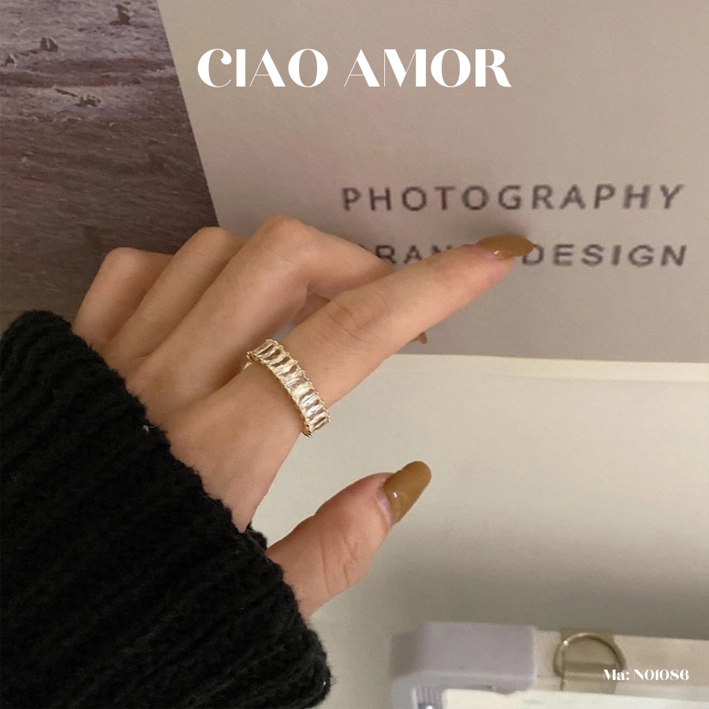 Nhẫn nữ to bản sang chảnh đính đá to Trang sức Ciao Amor - N0186