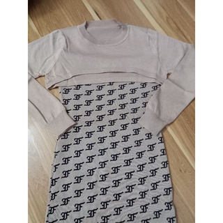 [Hàng order] Đầm len ôm cổ tròn, váy len ôm body