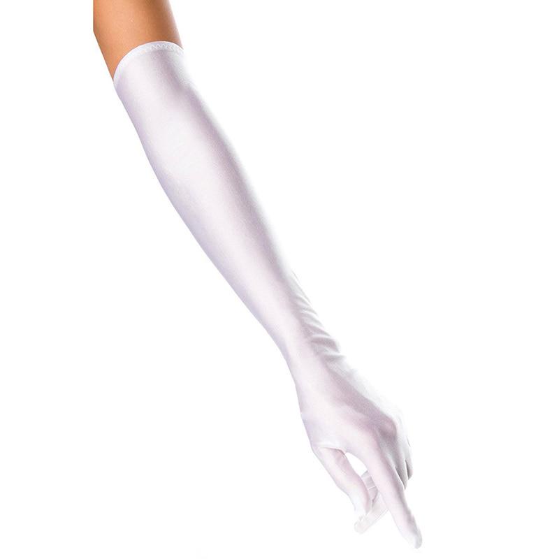 Găng Tay Satin Dài 54cm Hai Màu Trắng Đen Đỏ Phụ Kiện Cho Nữ