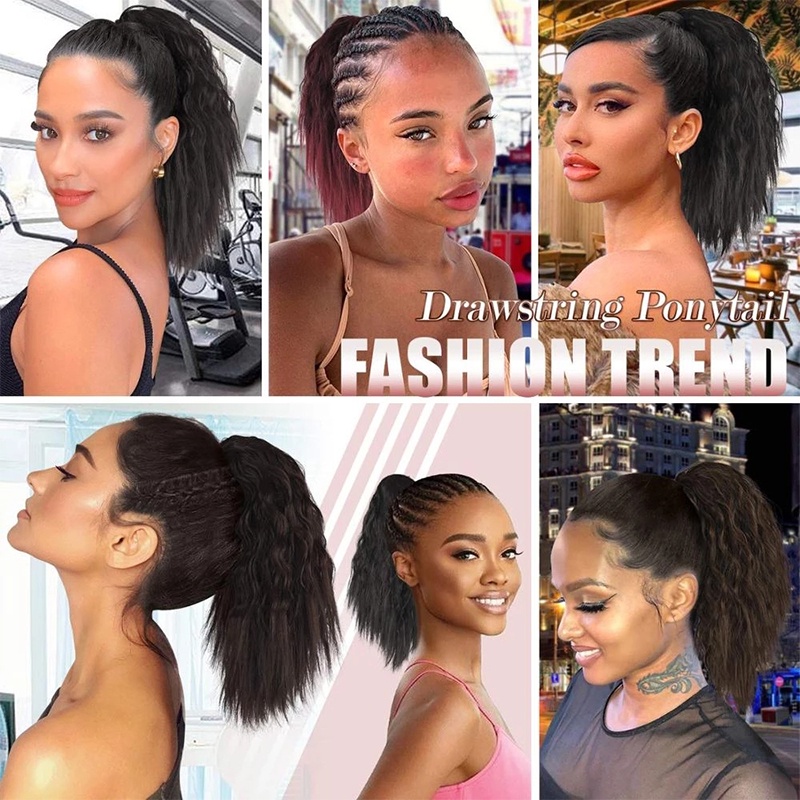 Tóc Giả Đuôi Ngựa 14 Inch Kiểu Xoăn Đen Nâu Tự Nhiên Cho Nữ