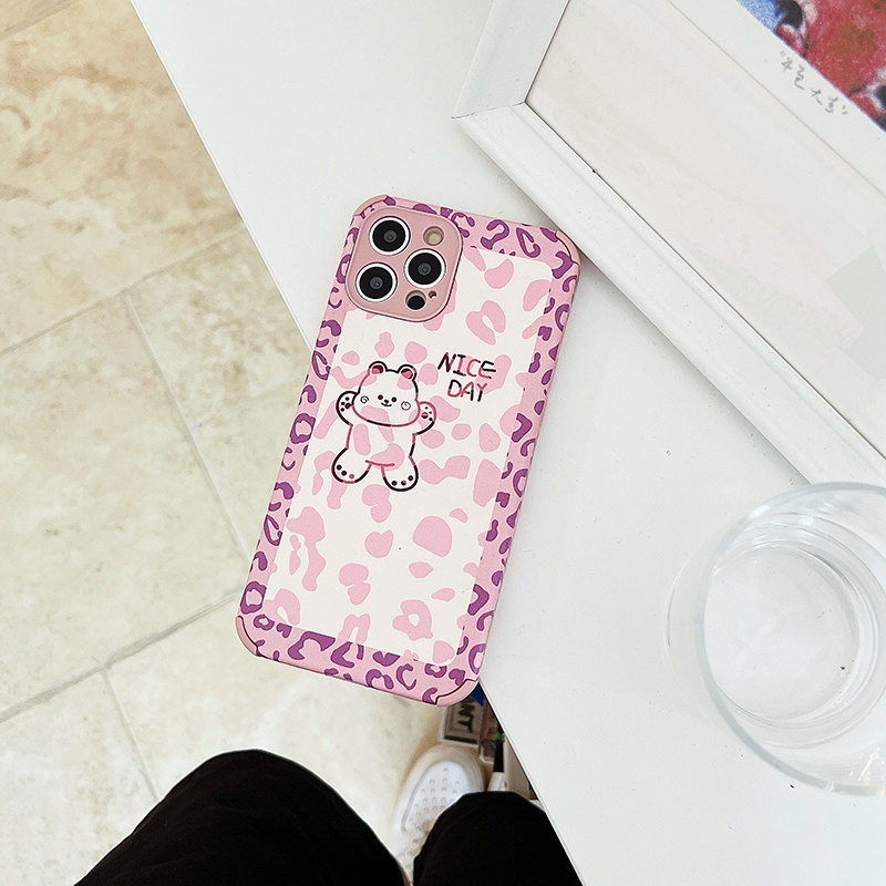 Ốp điện thoại TPU họa tiết gấu màu hồng cho iPhone 11 Pro Max X Xr Xs Max 7 8 Plus Se 2020 12 pro max 12 mini | BigBuy360 - bigbuy360.vn