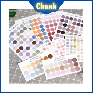 CS5 Một Tấm sticker 48 miếng dán hình tròn nhiều màu sắc dùng trang trí sổ, tranh, ảnh - Chanh Shop