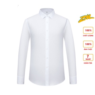Áo sơ mi nam dài tay ZM cao cấp, áo sơ mi trắng vải lụa nến không nhăn thời trang cao cấp