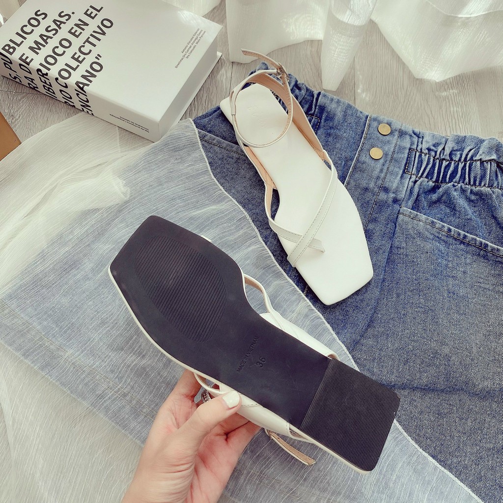 GIÀY SANDAL QUAI HẬU NỮ ĐẾ BỆT SHU STORE - SANDAL NỮ THỜI TRANG XỎ CHÉO ĐẾ BỆT MŨI VUÔNG