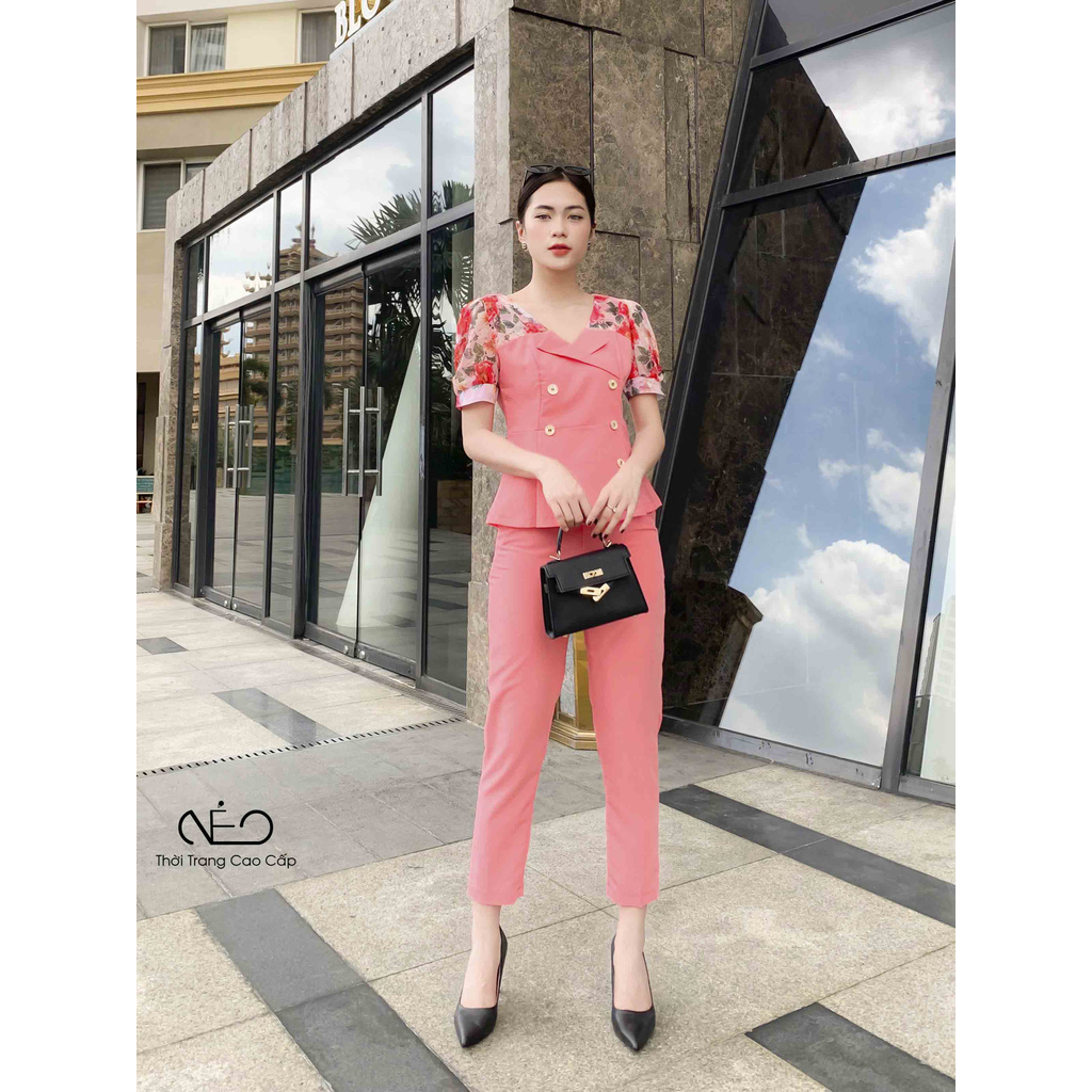 Set Áo Quần Nữ Công Sở Kate Thun Phối Voan Sang Chảnh Cao Cấp M909 - Shop Néo