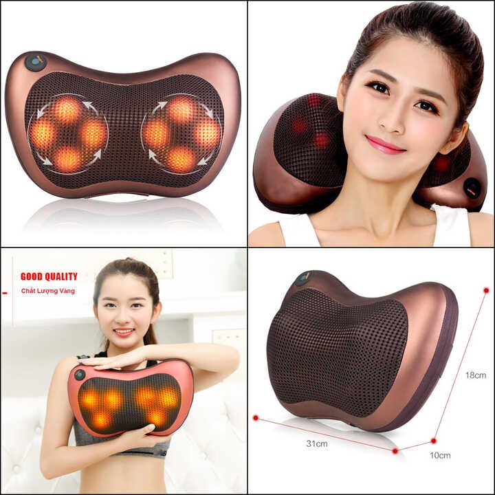 Gối Massage Hồng Ngoại 8 bi Magic Massager Pillow thế hệ mới – Gối Mát Xa Cổ chính hãng – Giảm mệt mỏi - Lưu thông máu