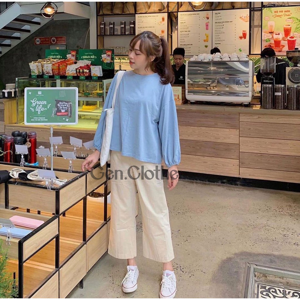 Quần Culottes ống rộng lưng chun - dài 85cm - chất vải đũi xước tự nhiên mềm mại, mặc mát