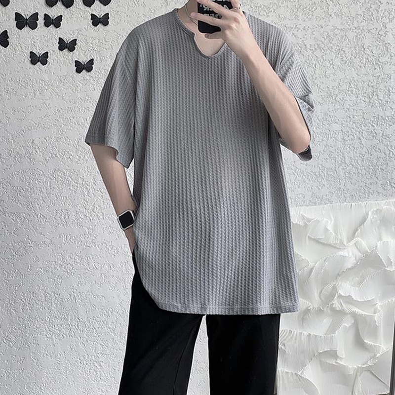 Áo thun AOKANG tay lỡ cổ chữ V sành điệu thời trang xuân hè trẻ trung dành cho nam