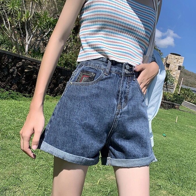 Quần Short Denim Lưng Cao Dáng Rộng Phong Cách Hàn Quốc Thời Trang Mùa Hè Mới Cho Nữ