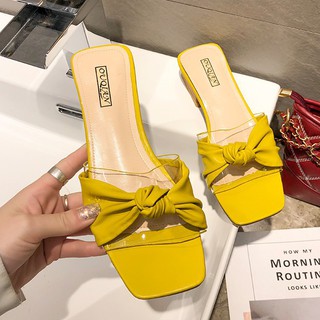 🌺Dép Sandal Đầu Vuông QC21| Đế Vuông| Quai Trong Thắt Nơ| Sang Trọng Thời Trang Hàn Quốc 2019