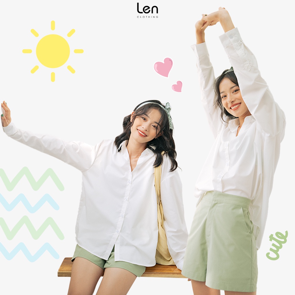 LEN clothing Áo somi oversize trắng chất kate silk chống nhăn 826100