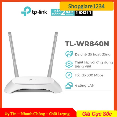 Bộ Phát Wifi Không Dây TPLINK WR 840N - HÀNG CHÍNH HÃNG - BẢO HÀNH 24 THÁNG