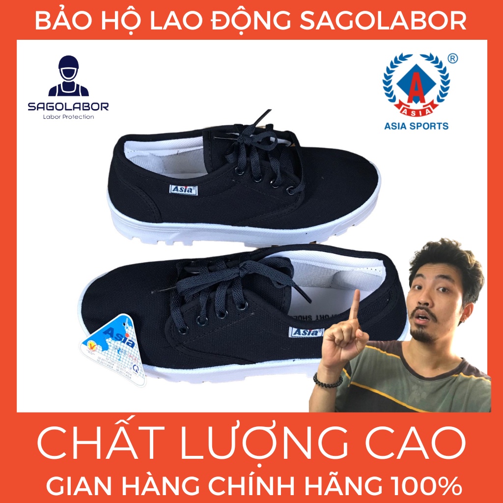 Giày vải ASIA đế gồ cổ thấp lao động chống trượt cho thợ điện lực EVN
