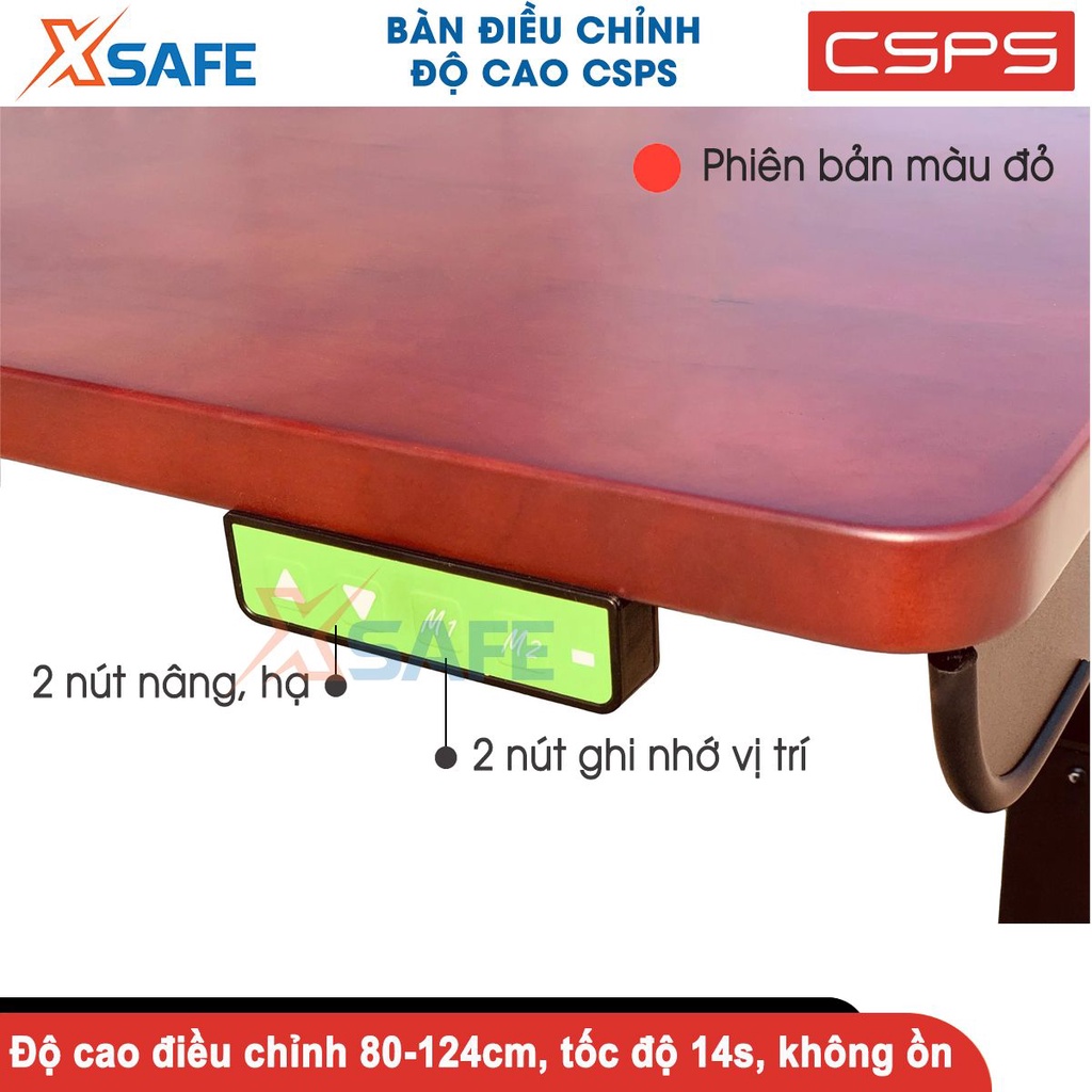 Bàn làm việc văn phòng thông minh nâng hạ độ cao bằng điện CSPS tính năng ghi nhớ độ cao, mặt bàn 167x62cm, cao 80-120cm