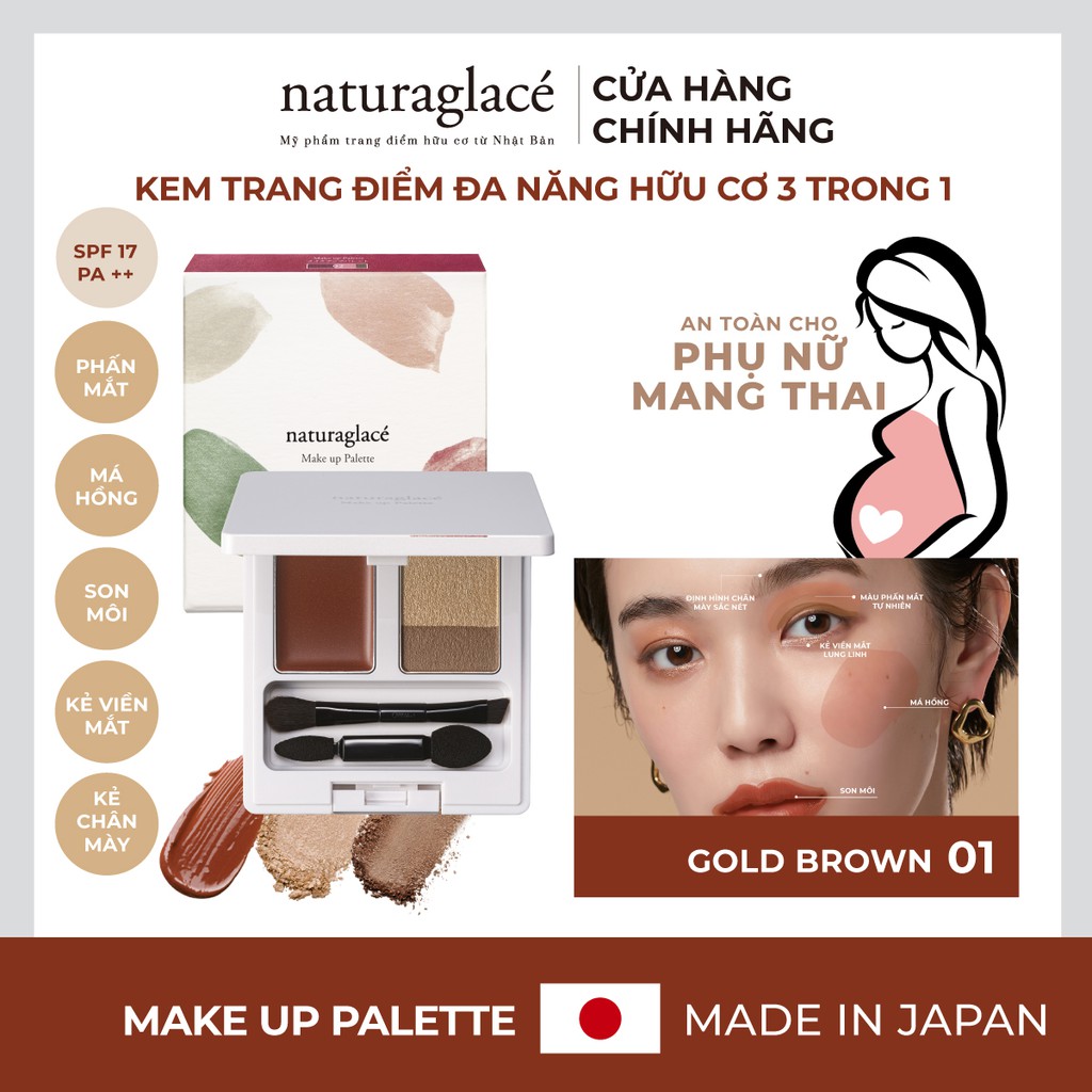 Bảng màu trang điểm đa năng 5in1 naturaglacé Make Up Palette (01 - Gold Brown), 7g