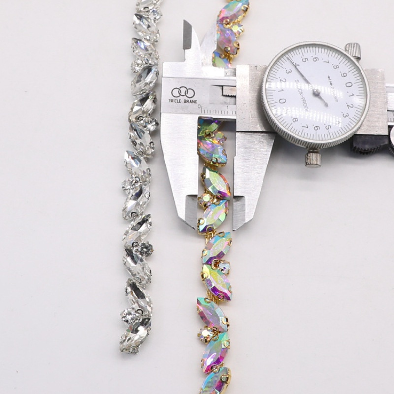 2138894     Dây Xích Đính Đá Mắt Ngựa Chất Lượng Cao Trang Trí Quần Áo