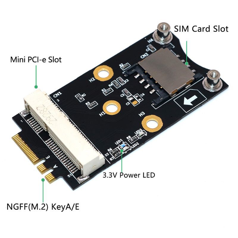 Adapter Chuyển Đổi Pci-E Sang M.2 (Ngff) Key A / E Với Khe Sim Cho Wifi Wwan Lte | BigBuy360 - bigbuy360.vn