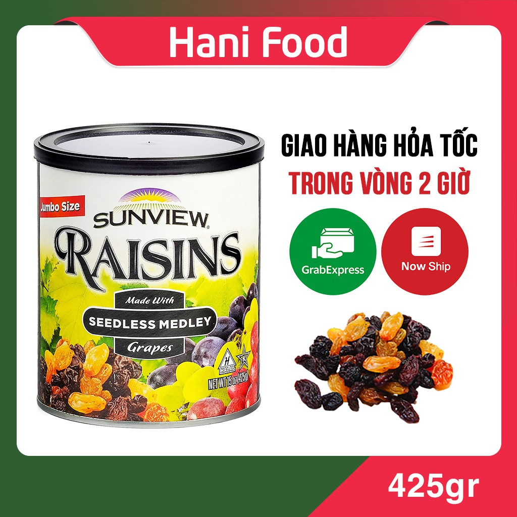 [Sale] Nho Khô Mỹ Raisin Sunview không hạt vị thập cẩm 425g 🎄 Hani Food