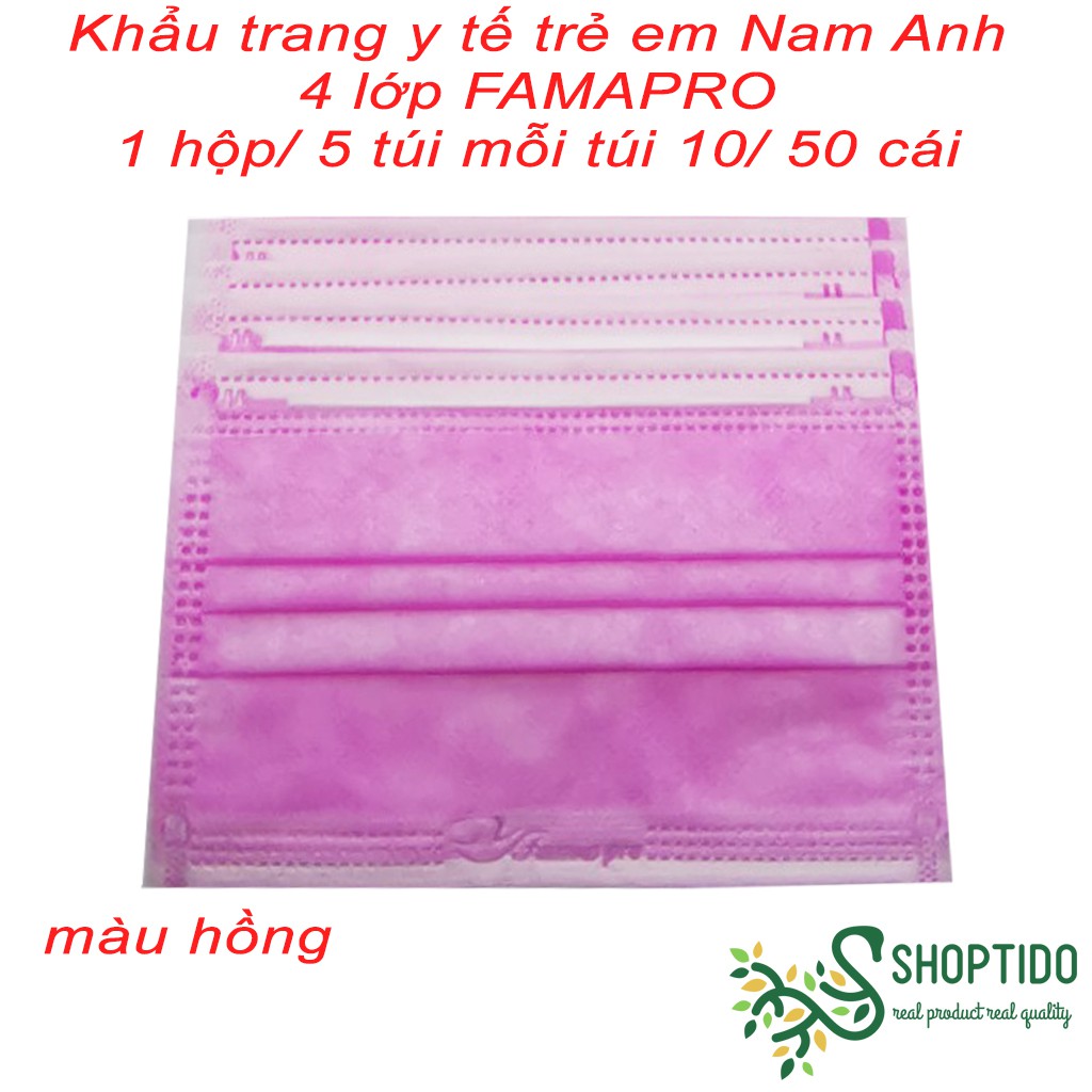 Hộp 50 cái khẩu trang y tế 4 lớp, kháng khuẩn, Nam Anh, Đủ loại Đủ Màu cho Trẻ Em NCC Mr Dũng - lesidung