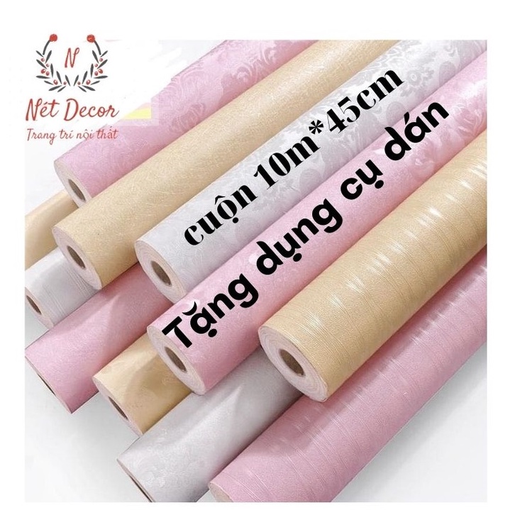 Cuộn Giấy dán tường Có Vân chịu nước sẵn keo bóc dán nhiều mẫu