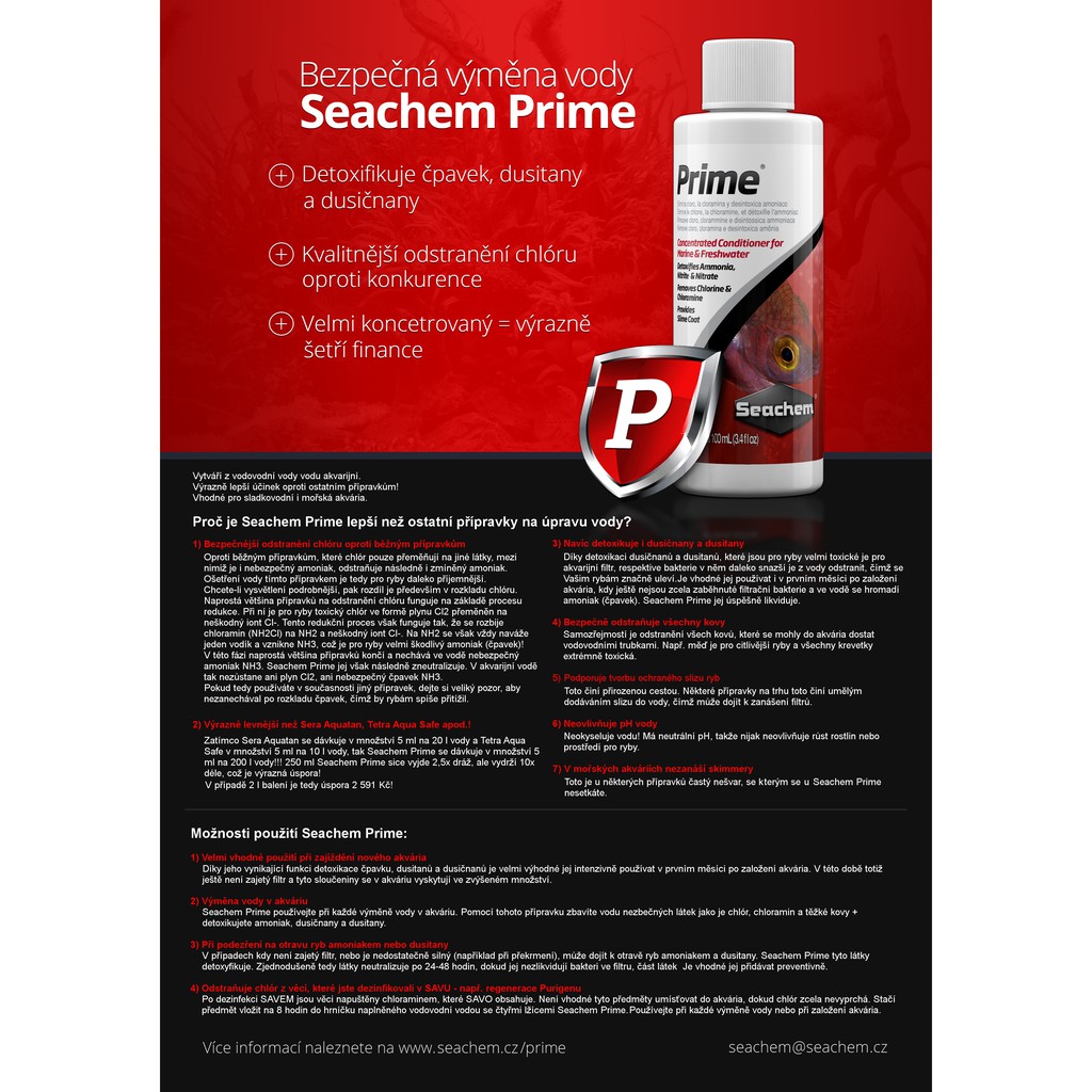 Seachem PRIME - Khử Độc, Khử Kim Loại Nặng, Vệ Sinh Nước (Hàng Công Ty)
