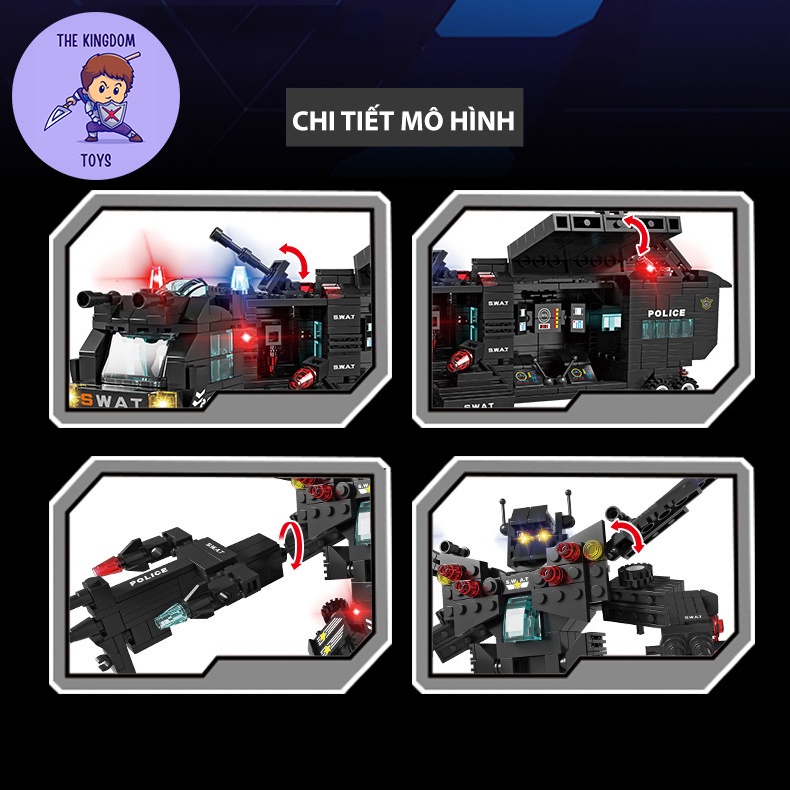 Đồ Chơi Lắp Ráp Mô Hình Cảnh Sát SWAT ROBOT / Máy Bay Trực Thăng / Xe Chỉ Huy / Cảnh Sát Đặc Nhiệm 750 Chi Tiết