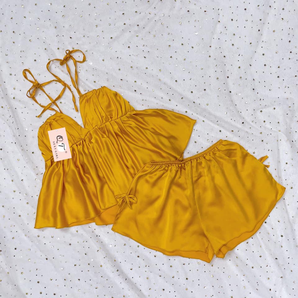 Đồ ngủ sexy- bộ ngủ 2 dây cổ sẻ sâu gợi cảm, chất liệu satin mềm mịn [DN4] | BigBuy360 - bigbuy360.vn