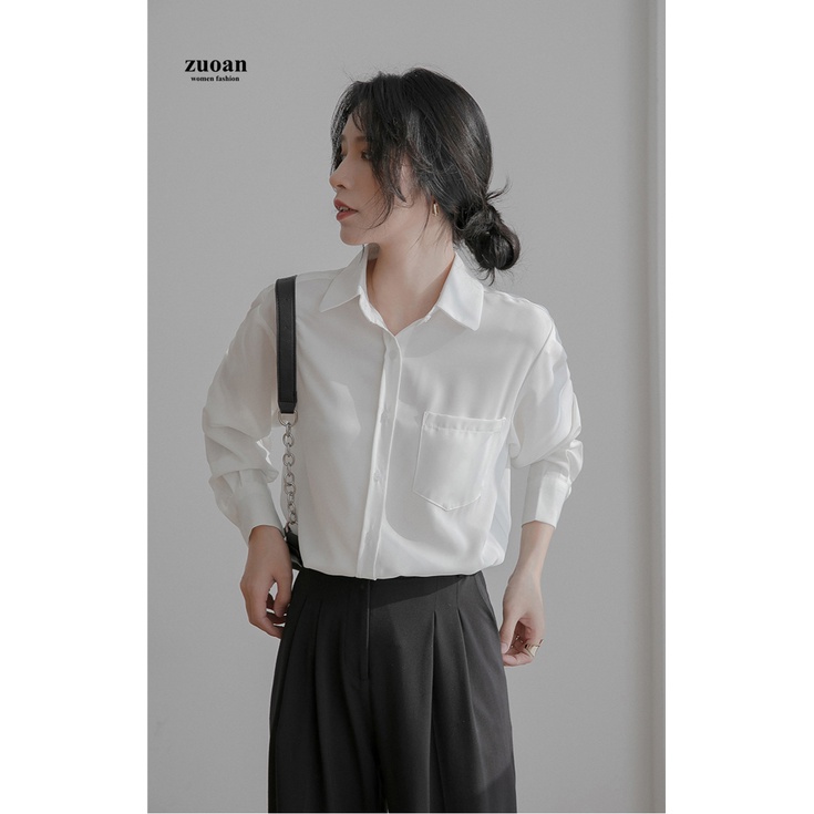 SUXI Áo Sơ Mi Voan Dài Tay Xinh Xắn Cổ Điển Dành Cho Nữ