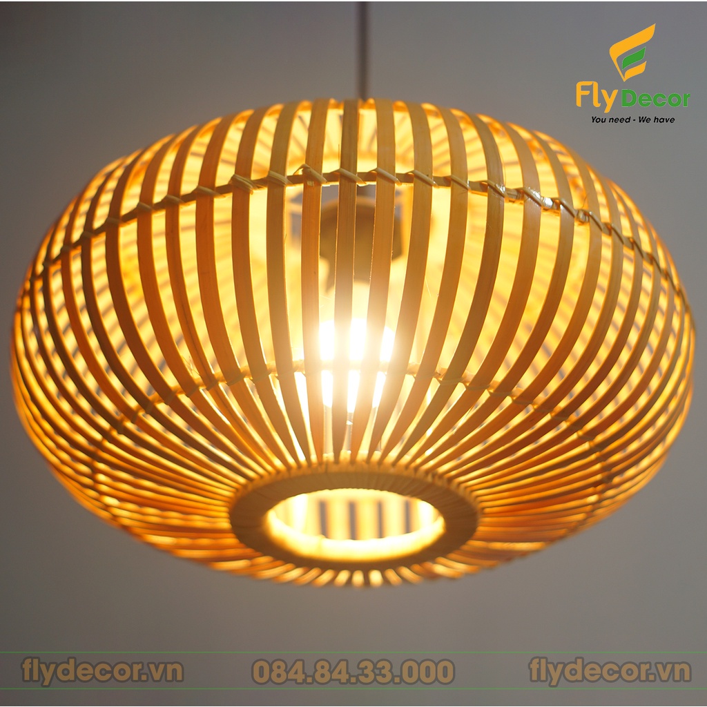 Đèn thả mây tre trang trí hình quả Bí ngô quán cafe, phòng ngủ cao cấp, Lồng đèn treo tết (Hàng xuất khẩu)