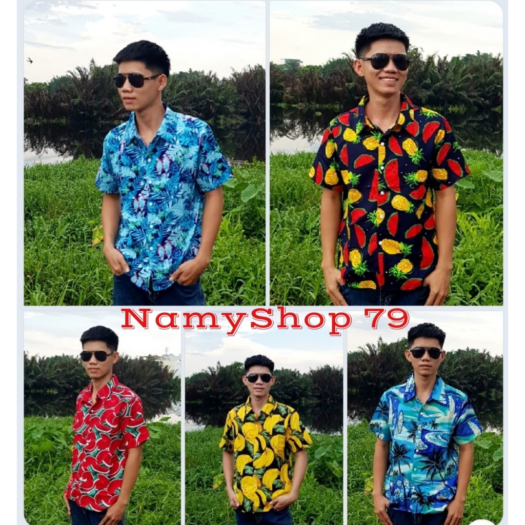 Áo sơ mi trái cây họa tiết chuối