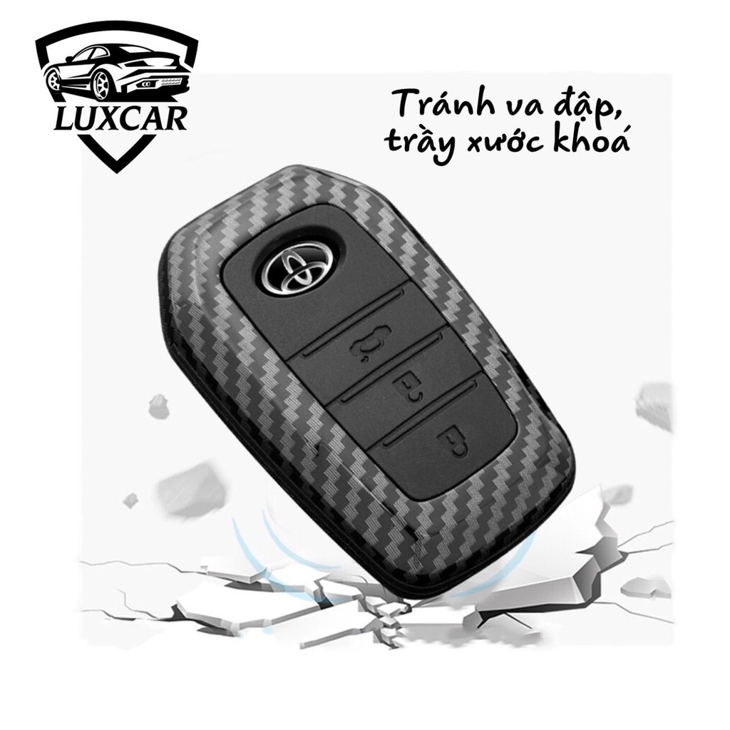 Ốp khóa ô tô LUXCAR cao cấp CARBON TOYOTA FORTUNER/ HILUX/ CAMRY/ INNOVA