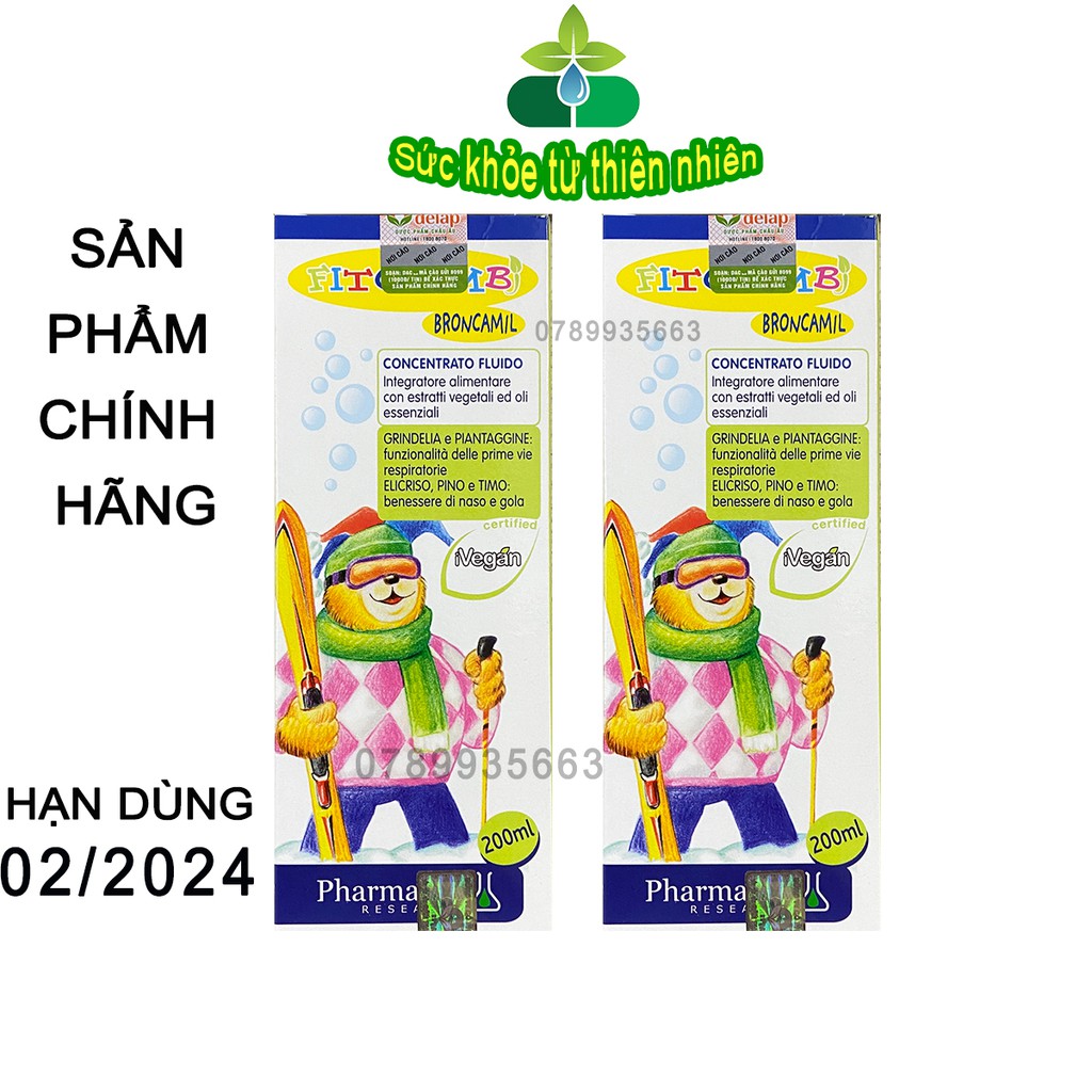 BRONCAMIL FITO BIMBI,Thảo Dược Ho Có Đờm,Viêm Họng,Viêm Phế Quản,Làm Dịu Mát Họng Đường Hô Hấp