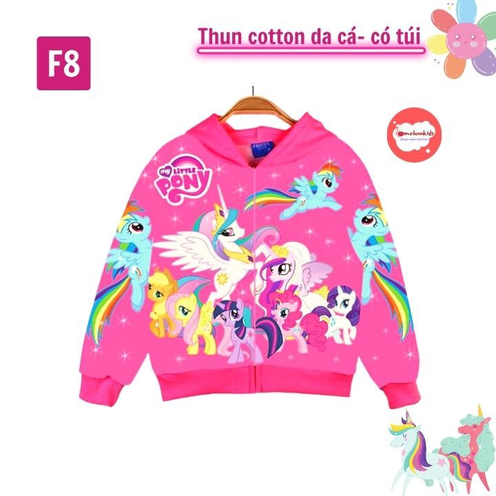 Áo khoác bé gái Pony cầu vồng từ 11-43kg - Thun cotton da cá in 3D cực chất - Tomchuakids