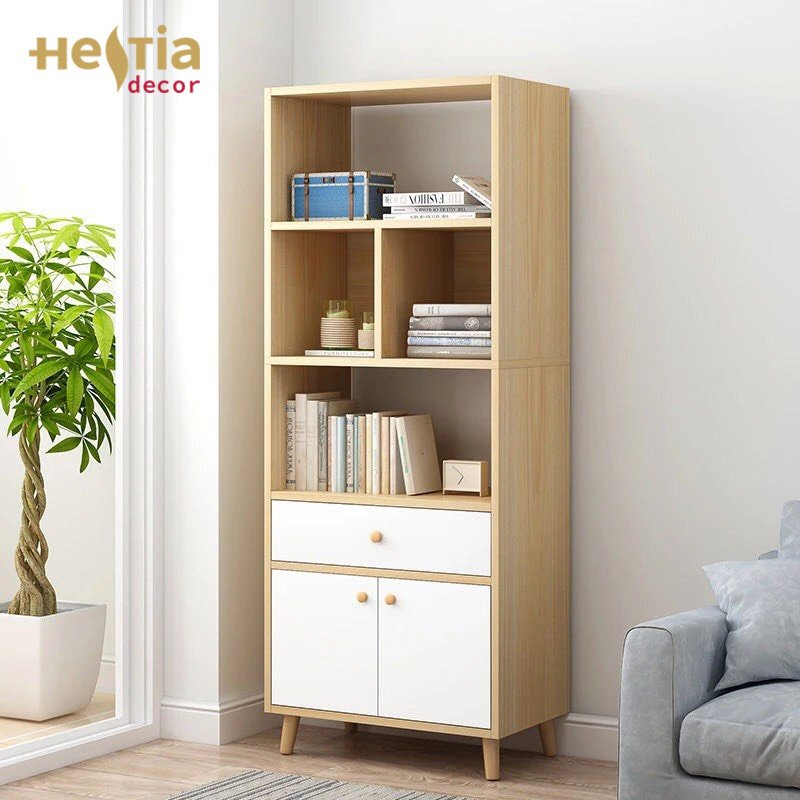 Tủ sách gỗ trang trí phong cách hiện đại, kệ để sách tiện lợi {Hestiadecor}(G+T19)