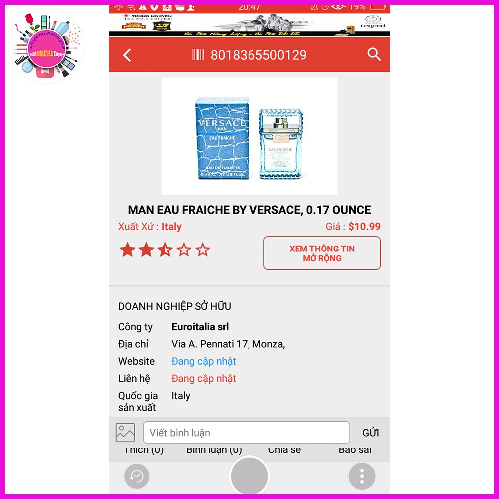 NƯỚC HOA MINI VERSACE MAN EAU FRAICHE CHO NAM 5ML | BigBuy360 - bigbuy360.vn