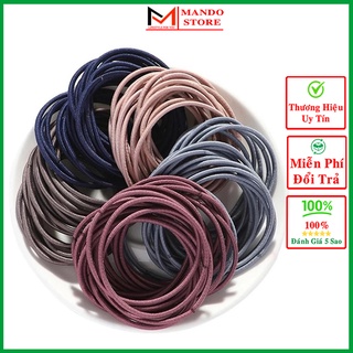Set 100 dây chun buộc tóc hàn quốc trơn nhiều màu – bộ 100 chun cột tóc hàn quốc cao cấp
