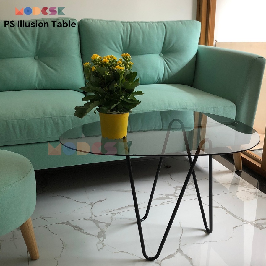 Bàn Sofa - trà Modesk PS lllusion Table thiết kế độc đáo sắt sơn tĩnh điện kính cường lực [phòng khách - quán cafe]