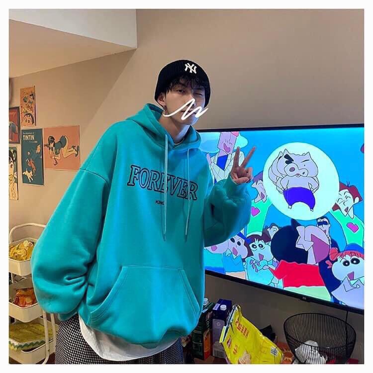 Áo khoác bông dáng rộng - Áo lông kéo khóa màu trời Áo nỉ bông hoodie hot hit 2022 D22