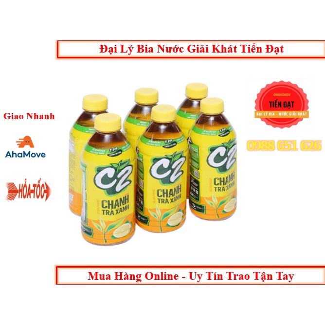 Lốc 6 Chai Trà Xanh C2 Hương Chanh / Táo 360ml