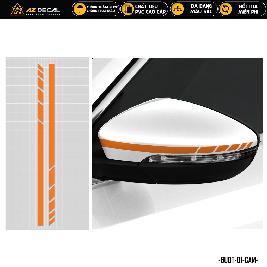 Decal Gương Chiếu Hậu Phản Quang Ô Tô Thiết Kế Cá Tính | GUOT01 | Tem Dán Gương Xe Hơi Oto Chống Nước Dễ Dán