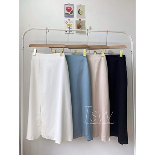 Chân váy lụa xẻ đùi TSW (Ảnh thật)
