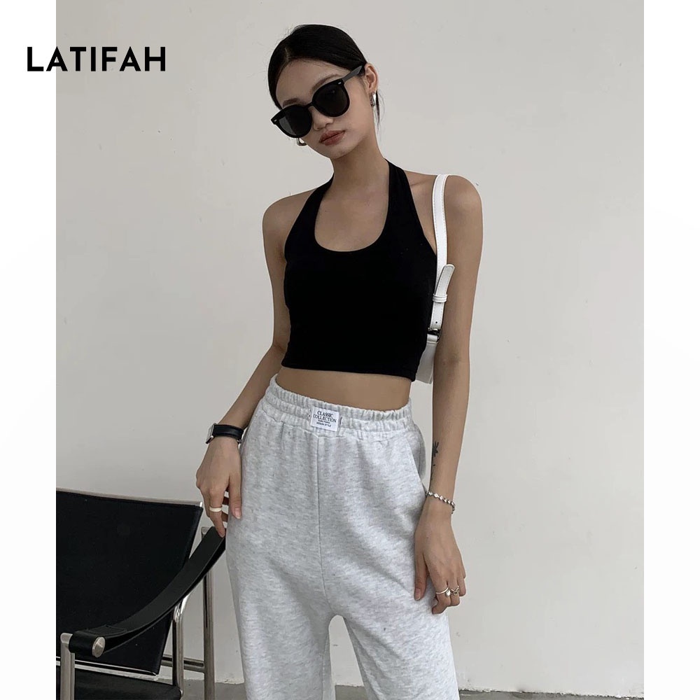 Áo thun croptop cổ yếm LATIFAH TRƠN AT016 chất vãi dày dặn co giãn 4 chiều