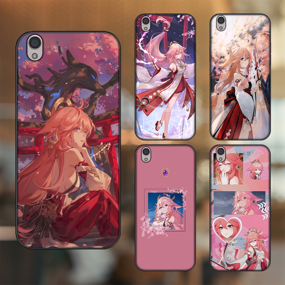 Ốp lưng Oppo A37 Neo 9, F1 Plus viền đen in hình Yae Miko Genshin Impact