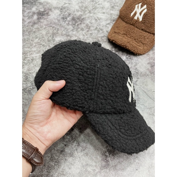 Mũ MLB LÔNG Đen ,Nâu unisex N/Y Fleece cap, Nón thời trang cá tính